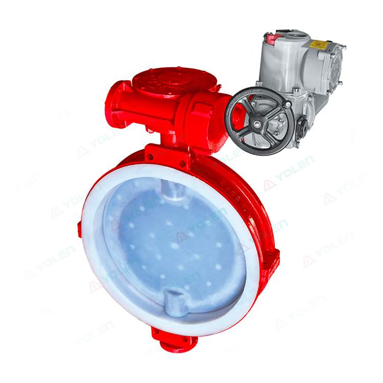 D971电动衬氟对夹蝶阀